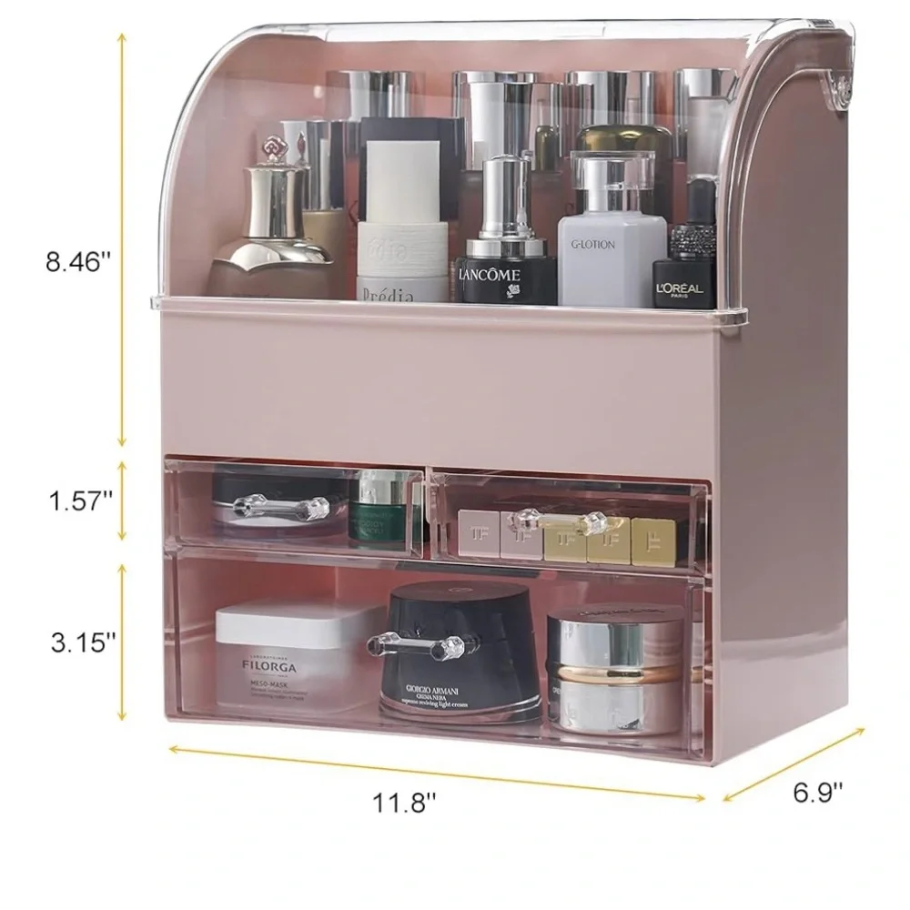 Moochi Pink Profesional Large Cosmetic Makeup Organizer Dust Water Proof